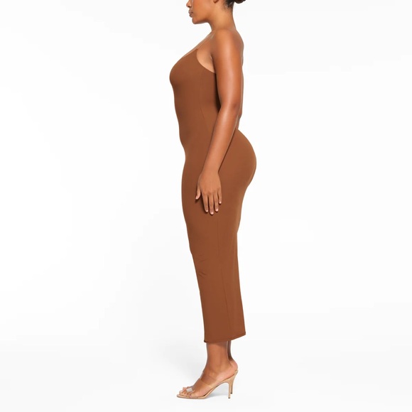 SKIMS Fits Everybody Long Slip Dress | Bronze - Picture 2 of 16